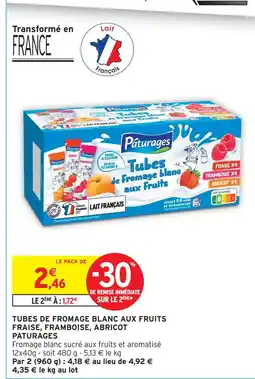 Intermarché Hyper Pâturages tubes de fromage blanc aux fruits fraise, framboise, abricot offre