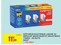 Intermarché Hyper Raid diffuseur électrique liquide x2 répulsif moustiques et moustiques tigres - 45 nuits offre