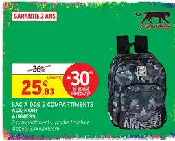 Intermarché Hyper Airness sac à dos 2 compartiments ace noir offre
