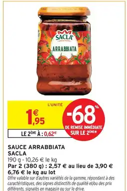 Intermarché Hyper Sacla sauce arrabbiata offre