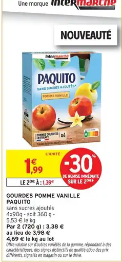Intermarché Hyper Paquito gourdes pomme vanille offre