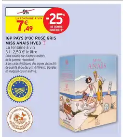 Intermarché Hyper Miss anaïs igp pays d'oc rosé gris hve3 offre
