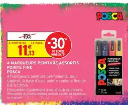 Intermarché Hyper Posca 4 marqueurs peinture assortis pointe fine offre
