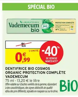Intermarché Hyper Vademecum dentifrice bio cosmos organic protection complète offre