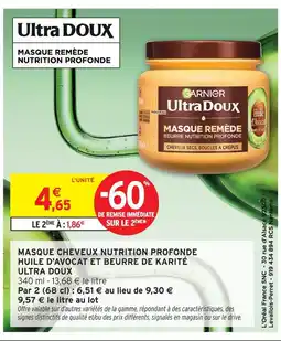 Intermarché Hyper Ultra doux masque remède nutrition profonde huile d'avocat et beurre de karité offre