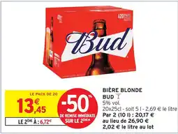 Intermarché Hyper Bud bière blonde offre