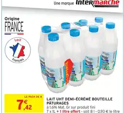 Intermarché Hyper Pâturages lait uht demi-écrémé bouteille offre
