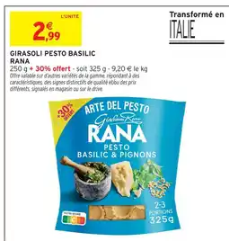 Intermarché Express Rana girasoli pesto basilic offre