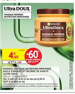 Intermarché Ultra doux masque cheveux nutrition profonde offre