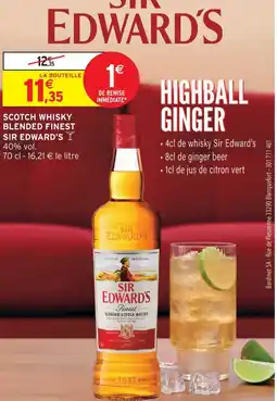 Intermarché Sir edward's scotch whisky blended finest offre