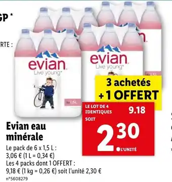 Lidl Evian eau minérale offre