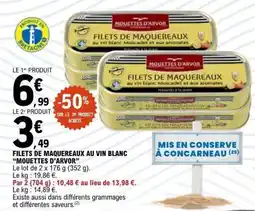 E.Leclerc MOUETTES D'ARVOR FILETS DE MAQUEREAUX offre