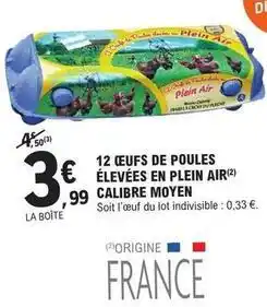 E.Leclerc 12 oeufs de poules élevées en plein air offre