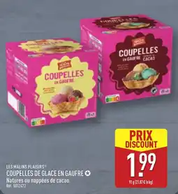 ALDI LES MALINS PLAISIRS COUPELLES DE GLACE EN GAUFRE offre