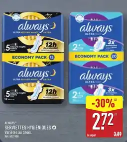 ALDI ALWAYS SERVIETTES HYGIÉNIQUES offre