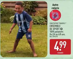 ALDI PAW PATROL MARVEL ENSEMBLE DE SPORT offre