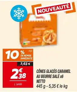 Netto Cônes glacés caramel au beurre salé offre