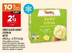 Netto Netto Cônes glacés sorbet citron offre