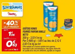Netto Les Schtroumpfs Goûters Ronds Fourrés Parfum Vanille offre