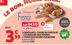 Auchan 2 croissants + 2 pains au chocolat + 2 chaussons aux pommes + 2 pains aux raisins pur beurre offre