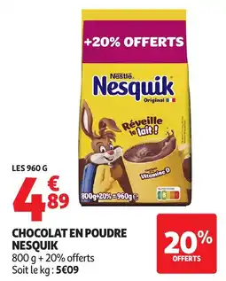 Auchan Nesquik CHOCOLAT EN POUDRE offre