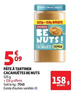 Auchan ANDROS PÂTE À TARTINER CACAHUÈTES BE NUTS offre