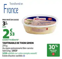 Auchan Tartinable de Thon Simon offre