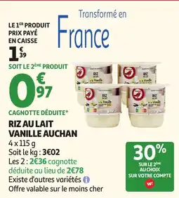 Auchan RIZ AU LAIT VANILLE AUCHAN offre