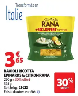 Auchan RANA RAVIOLI RICOTTA ÉPINARDS & CITRON offre