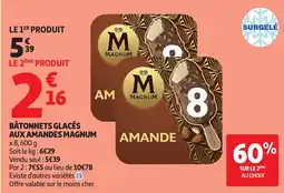 Auchan Magnum Bâtonnets glacés aux amandes offre