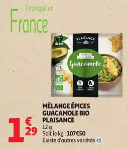 Auchan PLAISANCE MÉLANGE ÉPICES GUACAMOLE BIO offre