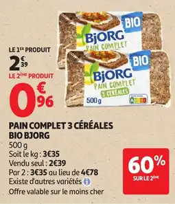 Auchan BjORG Pain complet 3 céréales offre