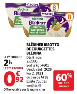 Auchan Bledina Blédiner Risotto de Courgettes offre