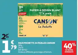 Auchan Canson Maxi Pochette 24 feuilles offre