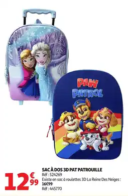 Auchan SAC À DOS 3D PAT PATROUILLE offre