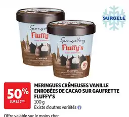 Auchan Fluffy's Meringues crémeuses vanille enrobées de cacao sur gaufrette offre