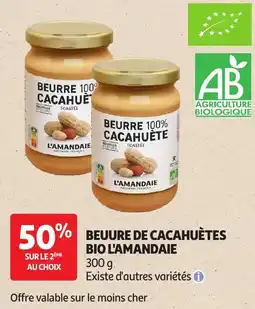 Auchan L'beurre cacahuètes bio l'amandaie offre