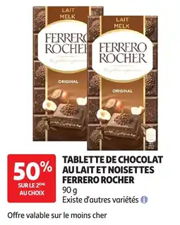 Auchan Ferrero Rocher Tablette de chocolat au lait et noisettes offre