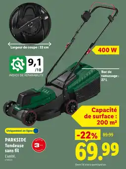 Lidl Parkside Tondeuse sans fil offre