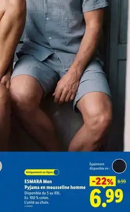 Lidl Esmara Men Pyjama en mousseline homme offre