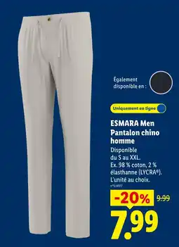 Lidl ESMARA Men Pantalon chino homme offre