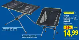 Lidl CRIVIT Équipements camping premium offre