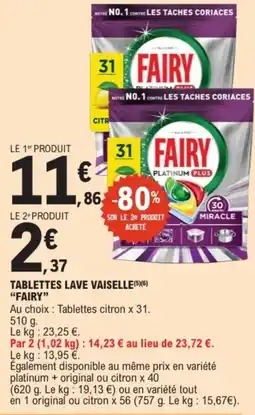 E.Leclerc FAIRY TABLETTES LAVE VAISSELLE offre