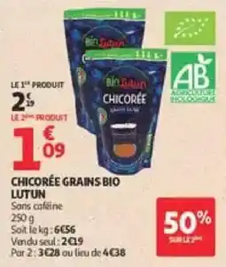 Auchan Supermarché LUTUN CHICORÉE GRAINS BIO offre