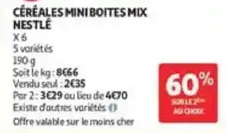 Auchan Supermarché Nestlé Céréales Mini Boîtes Mix offre