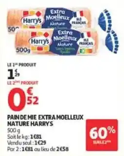 Auchan Supermarché Harry's Pain de mie extra moelleux nature offre