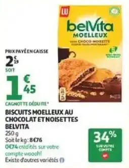Auchan Supermarché Belvita Biscuits moelleux au chocolat et noisettes offre
