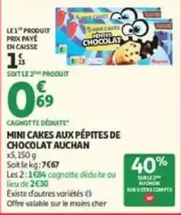 Auchan Supermarché Mini Cakes Aux Pépites de Chocolat Auchan offre