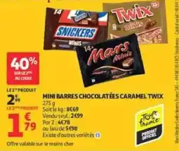 Auchan Supermarché Mini barres chocolatées caramel twix offre