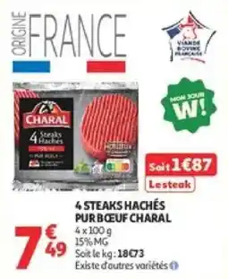 Auchan Supermarché CHARAL 4 STEAKS HACHÉS offre